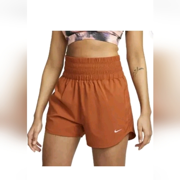 Nike Shorts Women's One Dri Fit High Waisted Lined NWT Brown - Picture 1 of 5